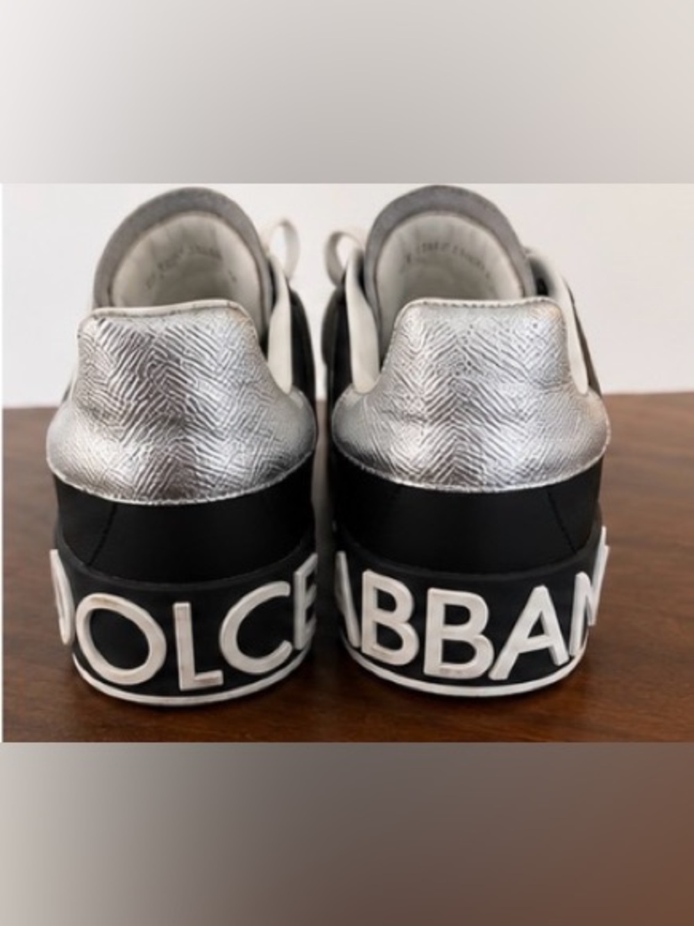 Dolce & Gabbana Black Leather Low-Top Sneakers with White Accents - Picture 2 of 6